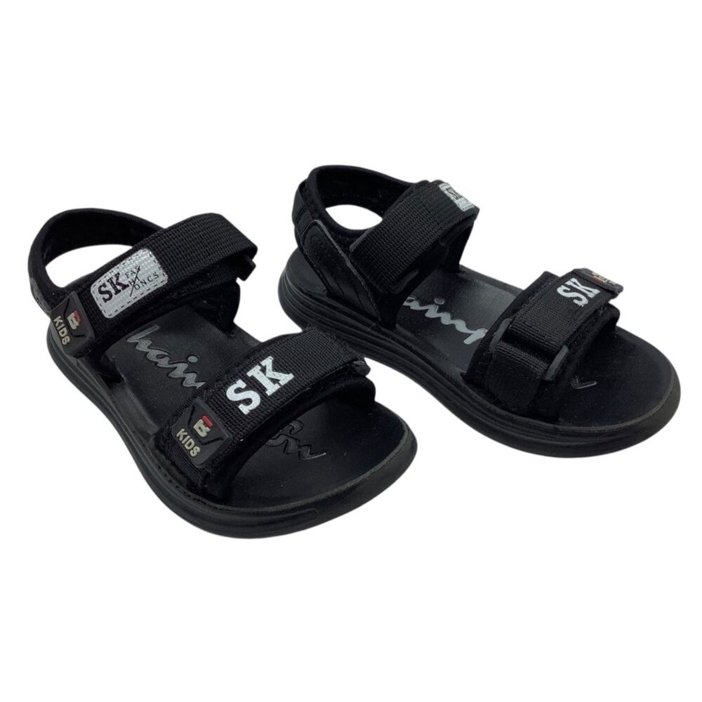 SK Kids Black Adjustable Strap Sandals Non-Slip Soles Children Sz 11.5